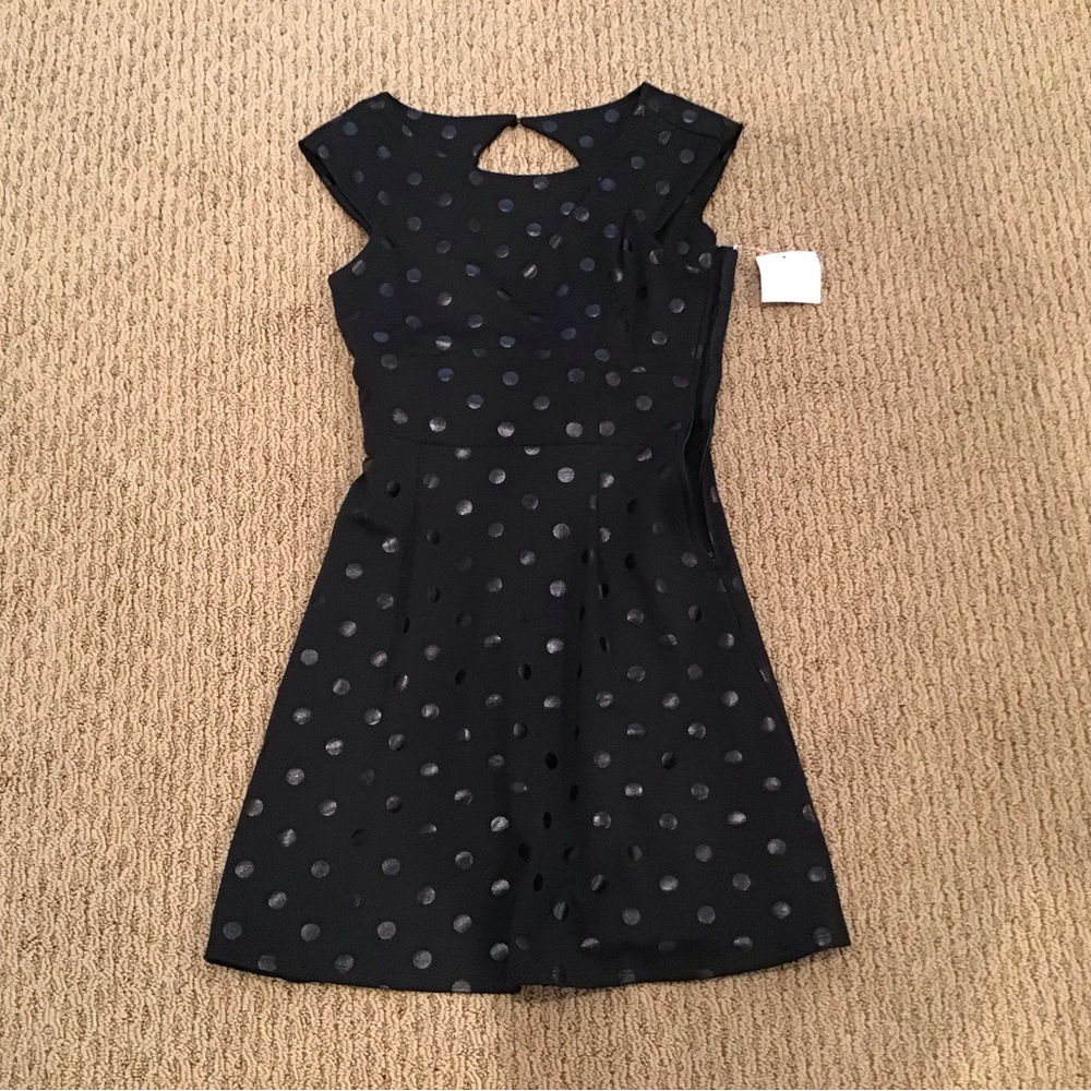 Ixia Black Dress with Black Polka Dots